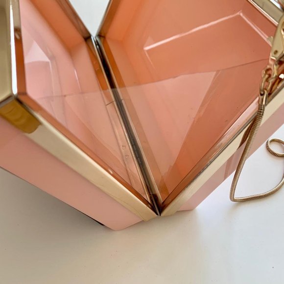 Rhinestones Acrylic Clutch with Rose Gold Crossbody Chain - Picture 8 of 11